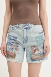 Desigual pantaloni scurti jeans INIDAN femei, cu imprimeu, high waist, 25SWDD24 PPYA-SZD0AZ_50X (25SWDD24)