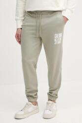 Calvin Klein Jeans pantaloni de trening din bumbac barbati, culoarea bej, cu imprimeu, J30J327535 PPYA-SPM0LD_80X (J30J327535)