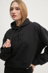 Calvin Klein bluza femei, culoarea negru, cu glugă, cu imprimeu, J20J224718 PPYA-BLD00K_99X (J20J224718)