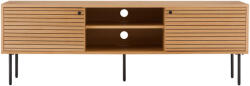 House Nordic Kyoto TV-szekrény, 2 ajtó, 2 polc, tölgy furnér, natúr, fekete fém lábak 150x40x50 cm (2502010) - geminiduo