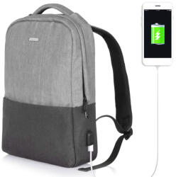 OSOCE 15.6'' USB-s laptop hátizsák, hátitáska szürke-fekete színben vízálló (S8-GREY-BLACK)