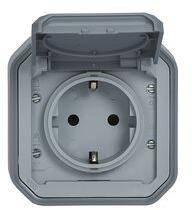 Legrand Plexo55 162 dugalj földelt csapófedéllel szürke IP55 falonkívüli csavaros LEGRAND - 069733L (069733L)