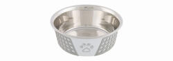 TRIXIE szilikonnal bevont fém tál 0, 75l/17cm fehér/szürke (25256)