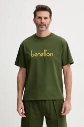 United Colors of Benetton pamut póló sárga, férfi, nyomott mintás, 3MI6U109O - zöld XL