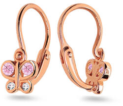 Heratis Forever Fülbevaló újszülött babának, Pillangó cirkóniákkal, rosé arany 14K IZ18000RR