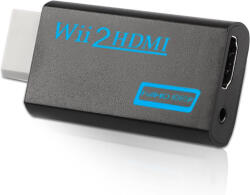  Wii-HDMI konverter, Wii HDMI 1080P adapter Full HD eszközökhöz 3, 5 mm-es audioporttal és HDMI-kimenettel, kompatibilis a Nintendo Wii-vel, Wii U-val, HDTV-vel, monitorral (fekete) (B0C4B44J31)