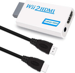  Wii-HDMI konverter, Wii HDMI 1080P adapter Full HD eszközökhöz 3, 5 mm-es audioporttal és HDMI-kimenettel, kompatibilis a Nintendo Wii-vel, Wii U-val, HDTV-vel, monitorral (fehér) (B08YRPL65H)