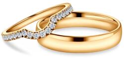 SAVICKI Verighete This Is Love: aur, diamante de laborator, semicirculare, 2 mm și 3 mm