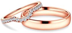 SAVICKI Verighete This Is Love: aur roz, diamante de laborator, semicirculare, 2 mm și 3 mm