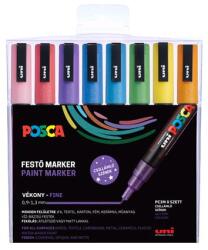 uni Dekormarker készlet, 0, 9-1, 3 mm, UNI "Posca PC-3ML", 8 különböző csillogó szín (TUPC3MLCSKL)