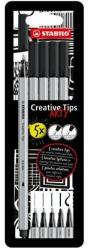 STABILO Tűfilc készlet, STABILO "Creative Tips ARTY", fekete, 5 különböző vastagság (TST895120) - fiorex