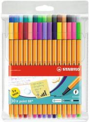 STABILO Tűfilc készlet, 0, 4 mm, STABILO "Point 88", 25+5 különböző szín (TST88301) - fiorex