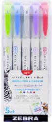 Zebra Ecsetirón készlet, kétvégű ZEBRA "Mildliner Cool & Refined", 5 szín (TZ79205) - fiorex