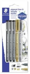 STAEDTLER Tusfilc és dekormarker készlet, 5 db, STAEDTLER, "Pigment Liner 308 (TS308SBK3P3) - fiorex
