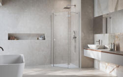 Radaway Essenza Brushed Nickel ? PTJ ? szögletes ? szálcsiszolt króm zuhanykabin 100x90 átlátszó (12977)