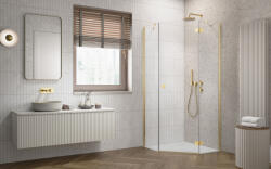 Radaway Essenza Gold ? PTJ ? szögletes ? arany zuhanykabin 80x90 átlátszó (12948)