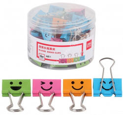  Binder kapocs Deli színes 25 mm Smile tégelyben (48 darab)