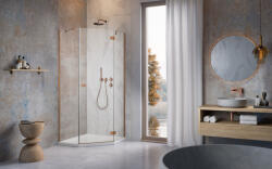 Radaway Essenza Brushed Copper ? PTJ ? szögletes ? szálcsiszolt réz zuhanykabin 100x90 átlátszó (12922)