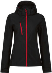 Regatta levehető kapucnis, 3 rétegű Női softshell dzseki, RETRA702, Black/Classic Red-16 (retra702bl-cre-16)