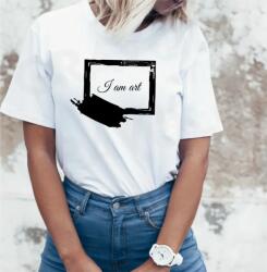 Gravolo Tricou alb personalizat: I am art (dama) (C417)