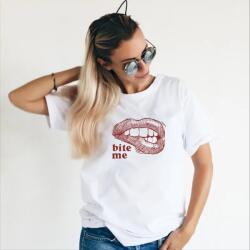 Gravolo Tricou alb personalizat: Bite me (dama) (C305)
