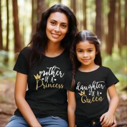 Gravolo Set tricouri personalizate pentru mama si fiica mother of a Princess, daughter of a Queen (614524827397)