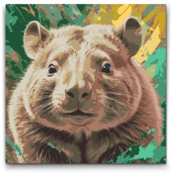  Festés számok szerint - Wombat tompa zöld árnyalatokban Méret: 50x50cm, Keretezés: Keret nélkül (csak a vászon)
