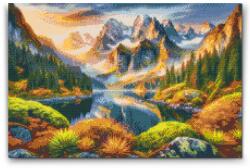  Gyémántszemes kirakó - Színes ősz a hegyekben Méret: 40x60cm, Keretezés: Műanyagtáblával, Gyémántok: Kerek