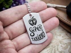 R.M. ékszer Szuper tanárnő kulcstartó - gravírozott acél medál, ajándék tanárnőnek pedagógusnapra, ballagásra (13270-RM-D)