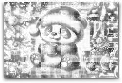  PontPöttyöző - Karácsonyi panda és egy csésze kávé Méret: 40x60cm, Keretezés: Keret nélkül (csak a vászon), Szín: Kék
