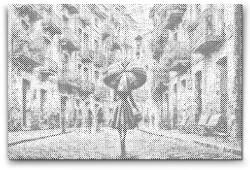  PontPöttyöző - Séta a városban Méret: 40x60cm, Keretezés: Keret nélkül (csak a vászon), Szín: Kék