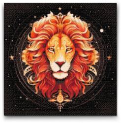 Gyémántszemes kirakó - Oroszlán/Leo Méret: 50x50cm, Keretezés: Műanyagtáblával, Gyémántok: Kerek