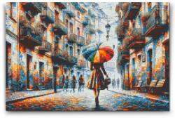  Gyémántszemes kirakó - Séta a városban Méret: 40x60cm, Keretezés: Műanyagtáblával, Gyémántok: Kerek