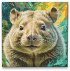  Gyémántszemes kirakó - Wombat tompa zöld árnyalatokban Méret: 50x50cm, Keretezés: Keret nélkül (csak a vászon), Gyémántok: Kerek