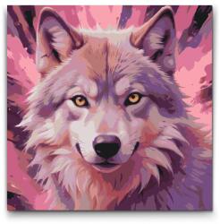  Festés számok szerint - Farkas rózsaszín árnyalatokban Méret: 50x50cm, Keretezés: Műanyagtáblával