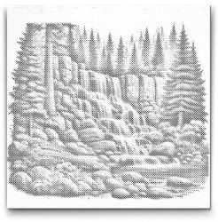  PontPöttyöző - Vízesés a természetben 3 Méret: 50x50cm, Keretezés: Műanyagtáblával, Szín: Kék