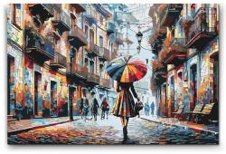 Festés számok szerint - Séta a városban Méret: 40x60cm, Keretezés: Kartonlemezen