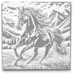 PontPöttyöző - Fekete mén Méret: 50x50cm, Keretezés: Keret nélkül (csak a vászon), Szín: Fekete