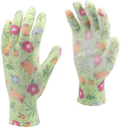 TOYA Manusi de gradinarit cu model floral verde 9, acoperite cu PU (74134)