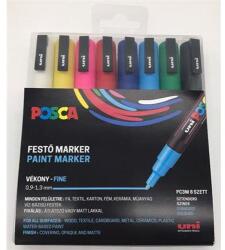 uni Dekormarker készlet, 0, 9-1, 3 mm, UNI "Posca PC-3M", 8 különböző szín (TUPC3M8DB) - jatekotthon