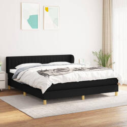 vidaXL fekete szövet rugós ágy matraccal 180 x 200 cm (3126423)