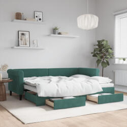 vidaXL sötétzöld kihúzható bársony heverő fiókkal 80 x 200 cm (3197814)