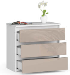 AKORD CL3 Magasfényű Fehér-Cappuccino Éjjeliszekrény 3 Fiókos (OP0LCL-POLCAPU)