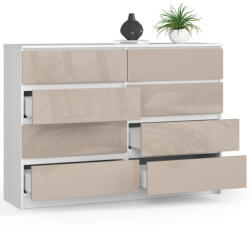 AKORD CLP K140 Komód 8 Fiókos Cappuccino Magasfényű (OP0LK-1-002CAP)
