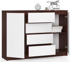 AKORD CLP K140 Komód Wenge-Fehér 4 Fiókos (OP0LKOMVENBIA013)