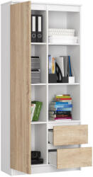 AKORD CLP R11 Irodai Könyvespolc Fehér-Sonoma Tölgy 80 cm Laminált (RP0PREGBIASON)