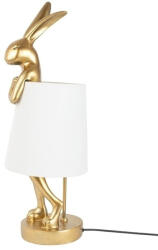 KARE Design Design Rabbit Aranyozott Nyuszi Asztali Lámpa Fehér Lenburkolattal (KHM-53474)
