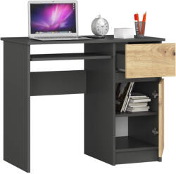 AKORD Piksel Kompakt Számítógépasztal Laminált Grafit Szürke/Artisan Tölgy Jobbos (IP0PBIUSZARARTPIKSPR)