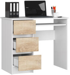 AKORD CLP A-6 Számítógépasztal Laminált Fehér/Sonoma Tölgy Bal Oldali 90cm (IP0PBIUBIADAB009)