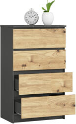 AKORD CLP K60 Fiókos Komód Laminált Grafitszürke/Artisan Tölgy (OP0LK-6SZARART003)